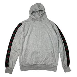 Forever 21 F21 Rose Stripe Sleeve Pullover Hoodie Sweatshirt Grey Mens Large